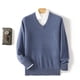 thumbnail image 1 of Men Sweater V Neck Pullover Long Sleeve Wool Knitwear Casual Tops Autumn Winter New Version Soft And Comfortable Men's Thin Top, 1 of 5