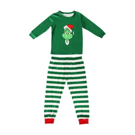 

MERSARIPHY Christmas Pajamas for Family Parent-child Pajamas T-shirt Striped Jumpsuit Pants