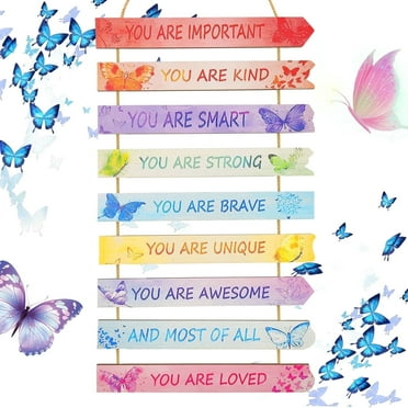 Butterfly Decor Wall Hanging Decor Inspirational Phrase Wall Art Decorations for Bedroom Princess Room