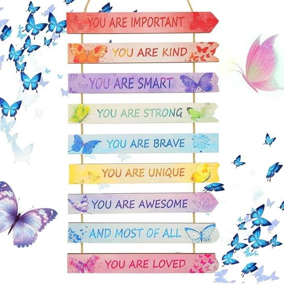 Butterfly Decor Wall Hanging Decor Inspirational Phrase Wall Art Decorations for Bedroom Princess Room