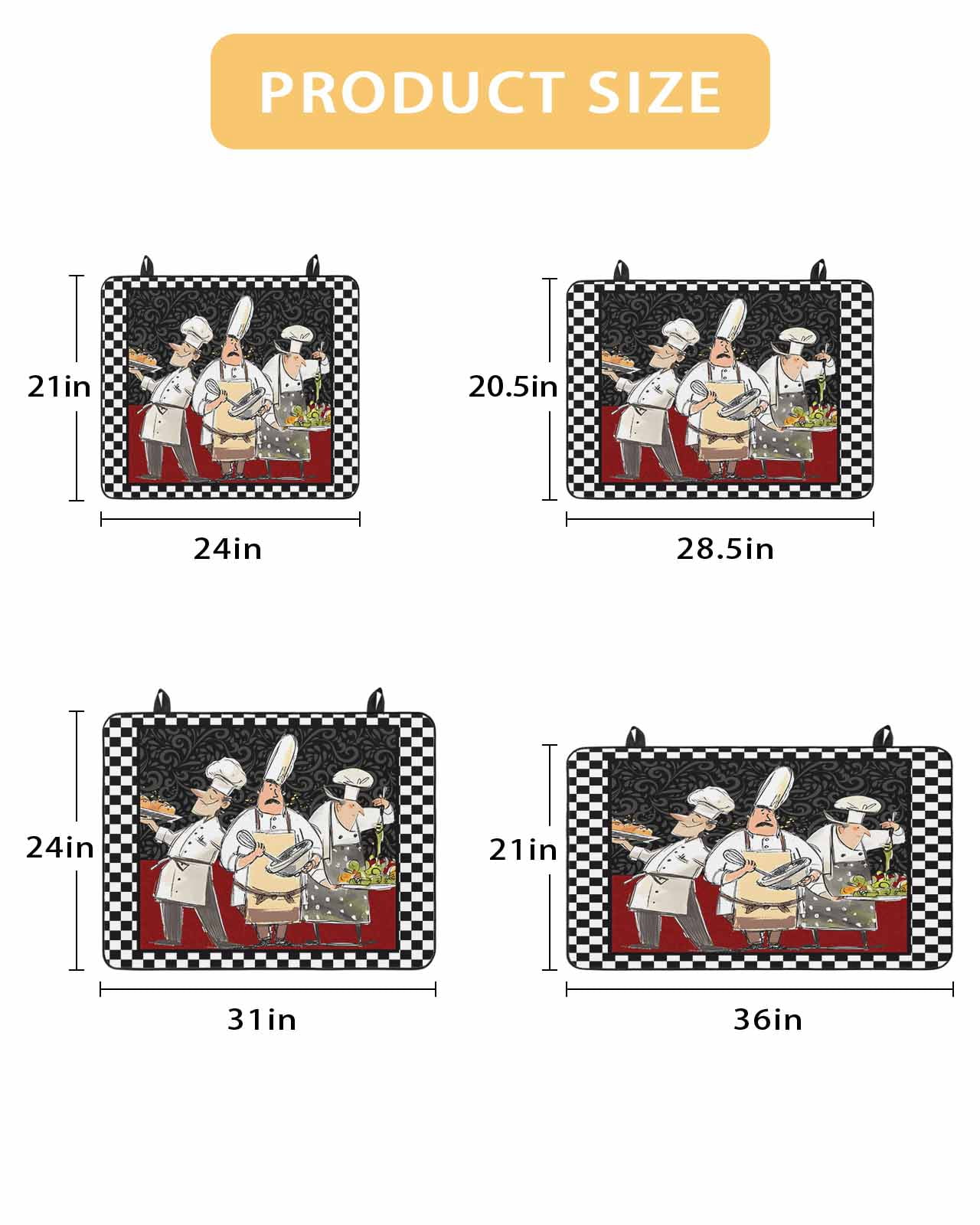 Large Induction Cooktop Protector Mat Chef Stove Top Covers for Electric Stove, Cartoon Cute Watercolor Cooking Black Plaid Decorative Stove Burner Cover Mats, Glass Top Stove Cover