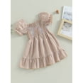 thumbnail image 3 of Faithtur Robe d'Été Décontractée pour Tout-Petites Filles, Manches Courtes Bouffantes, Robe Trapèze à Carreaux pour Fête, Voyage, 3 of 9