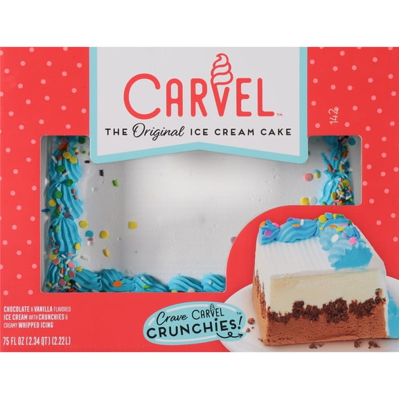 Carvel Family Size Chocolate and Vanilla Ice Cream Cake, Crunchies, 75 fl oz (Frozen)