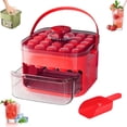 thumbnail image 1 of Easy Press Ice Maker, Ice Mould, Press Ice Trays for Freezing Steps with Bin and Scoop | Portable with Handle, Easy Release without Cool Cube Maker for Cocktail, Whisky(Red), 1 of 4