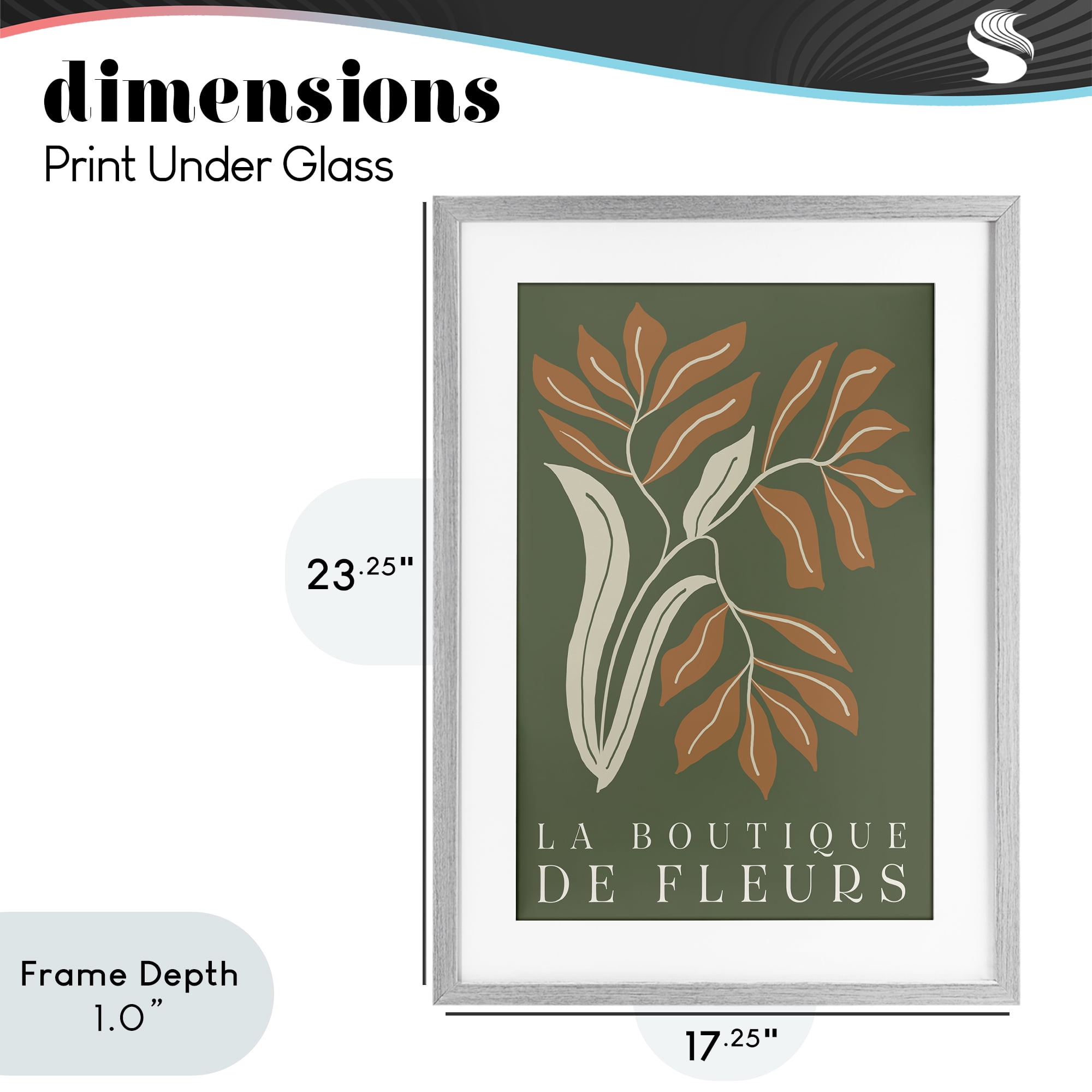 Stupell Industries Flower Shop Midcentury Minimal Gray Framed Print Under Glass, design by Emily Navas