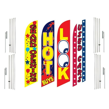 4 Swooper Flags With 4 Pole Kits Grand Opening Hot Buys Look Used Cars