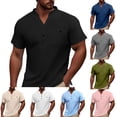 thumbnail image 2 of Kcolen Mens T Shirts Casual Men Henley Tee Tops Pullovers Solid Color Athletic Fit Breathable Short Sleeve Casual Vacation Basic Muscle Tee for Mens, 2 of 5