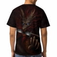 thumbnail image 4 of LAOLIUSN Men’s Dragon T Shirt 3D All Over Print Graphic Tee, Dark Fantasy Fire Dragon Face with Glowing Eyes, Short Sleeve Crewneck Streetwear Shirt S-4XL, 4 of 7