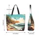 thumbnail image 5 of Disketp Coastal Palm Beach Bolsa Tote Estampada para Mujer, Bolso de Hombro y de Mano para Compras y Viajes, 5 of 8