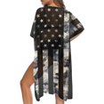 thumbnail image 5 of HELLHERO High Quality Fabrics Long Swimwear Cover up for Beach Cardigan Free Size Long Kimono Swimsuit Cover Up Camouflage American Flag Design, 5 of 6