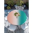 thumbnail image 6 of Teal Pink Ombre Round Fitted Tablecloth with Elastic Edge, Waterproof Table Cloth Table Cover for 45"-54" Tables, Modern Abstract Art Gradient Tablecloths for Dining Picnic Indoor Outdoor, 6 of 9
