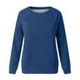 thumbnail image 4 of VANLOFE Women's Solid Color Long Sleeve Sweatshirt O-Neck Sweatshirt for Women Women's Soft Warm Blue Sweatshirt M, 4 of 4