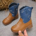 thumbnail image 4 of BOBOGOJP Kids Cowboy Boots Boys Girls Western Square Toe Riding Boots Comfortable Pull-On Design for Toddler Little Kid Big Kid Blue for Size 10, 4 of 8