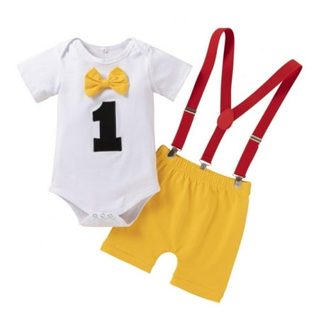 

Baby Clothes 1st Birthday Outfits Short Long Sleeve Romper Pants Suspenders Strap Outfits Toddler Boy First Sets