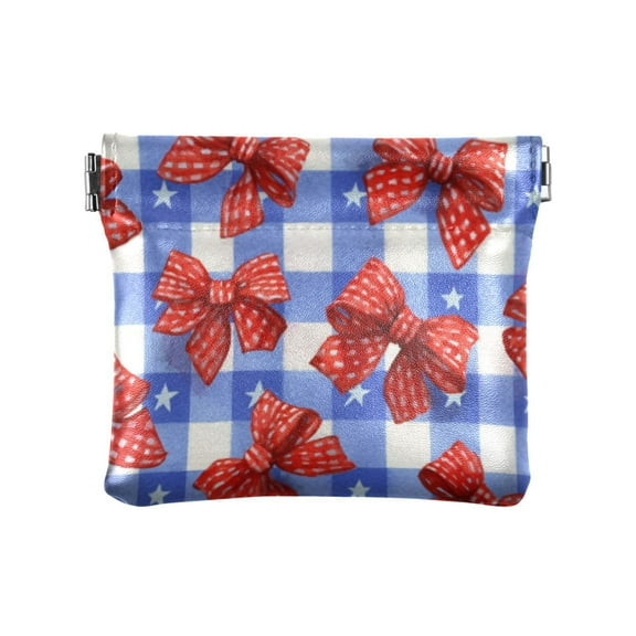 PU leather Coin Purses & Pouches Small Wallet Retro Red Polka Dot Bows