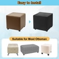 thumbnail image 4 of Stretch Ottoman Cover Rectangular Square Ottoman Slipcover with Elastic for Foot Stool Living Room Bedroom Fit Length 50-76cm / 19.69"-29.92", S-Large, Black, 4 of 6