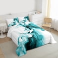 thumbnail image 3 of Homewish Abstract Stripes Bedding Comforter Set 2pcs for Teens Boys Girls,Geometric Lines Twin Comforter Sets Microfiber,Teal White Gradient Breathable Bedding Set,Luxury Bedroom Decor,Reversible, 3 of 8