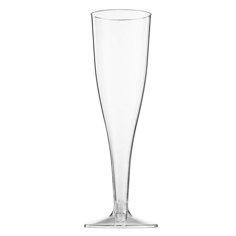 24 Pc Disposable Wine Glasses Plastic Champagne Flute Party Clear Silver  Rim 5oz, 1 - Kroger