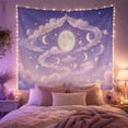 thumbnail image 2 of Full Moon and Crescent Moons with Spiral Clouds in Pastel Galaxy, Dreamy Celestial for Space Lovers, Colorful Planet Wall Art, Christmas Gift Tapestry Wall Hanging for Bedroom and Dorm, 2 of 7