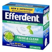Efferdent Plus Mint Anti-Bacterial Minty Clean Denture Cleanser, 44ct