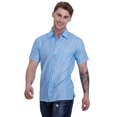 thumbnail image 4 of LA LEELA Men's Hawaiian Shirt Fashion Button Down Short Sleeves Holidays Aloha Party Casual Tops Summer Beaches Shirts for Men XL Blue Stripe, 4 of 6