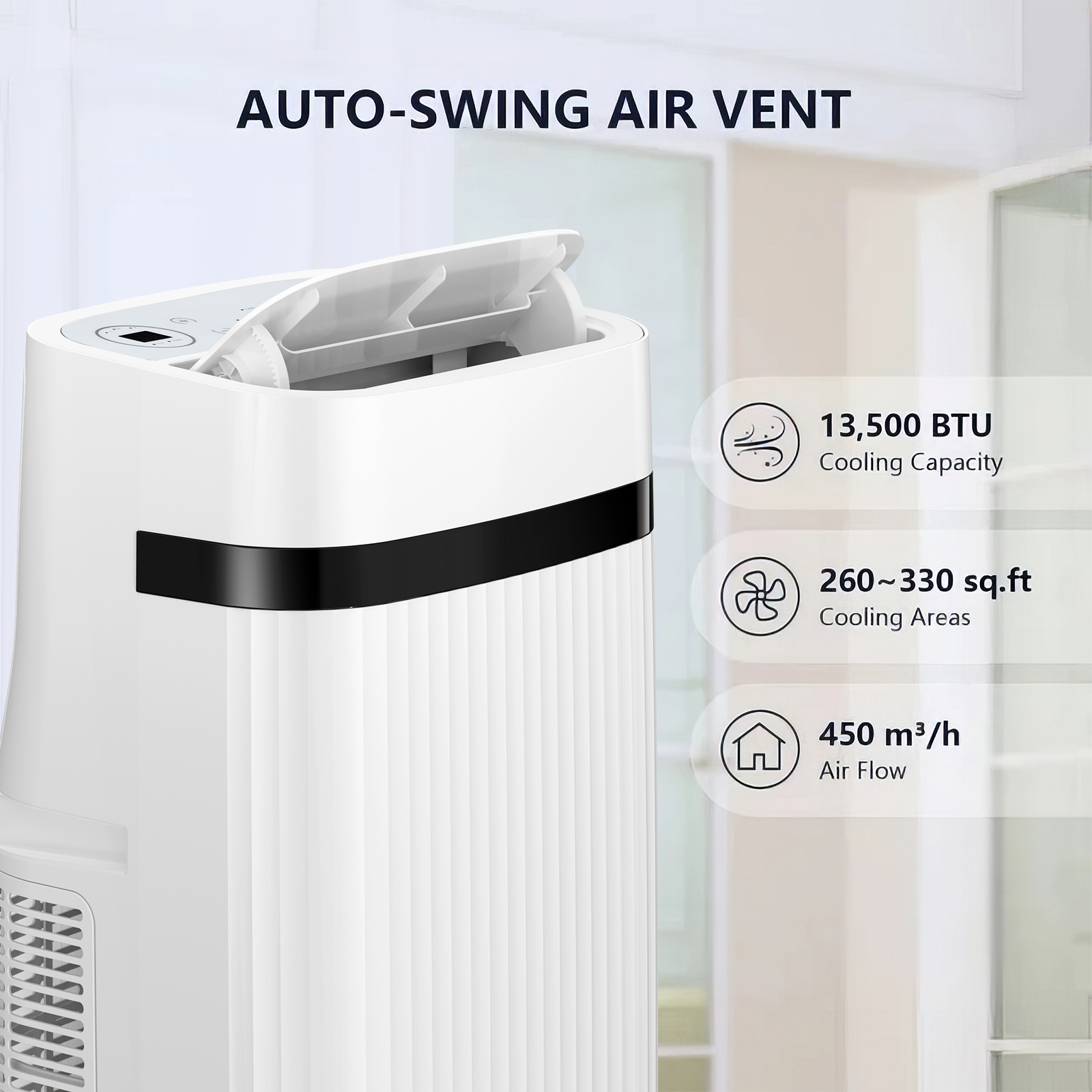 Auseo 8000 BTU(12000 BTU ASHRAE)Portable Air Conditioner, 3 Modes Portable AC for Home - image 3 of 9