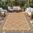 thumbnail image 2 of Beige Red Floral Boho Outdoor Rug for Patio/Deck/Porch, Non-Slip Large Area Rug 5 x 7 Ft, Vintage Ethnic Tribe Abstract Art Indoor Outdoor Rugs Washable Area Rugs, Camping Rug Carpet Runner, 2 of 8