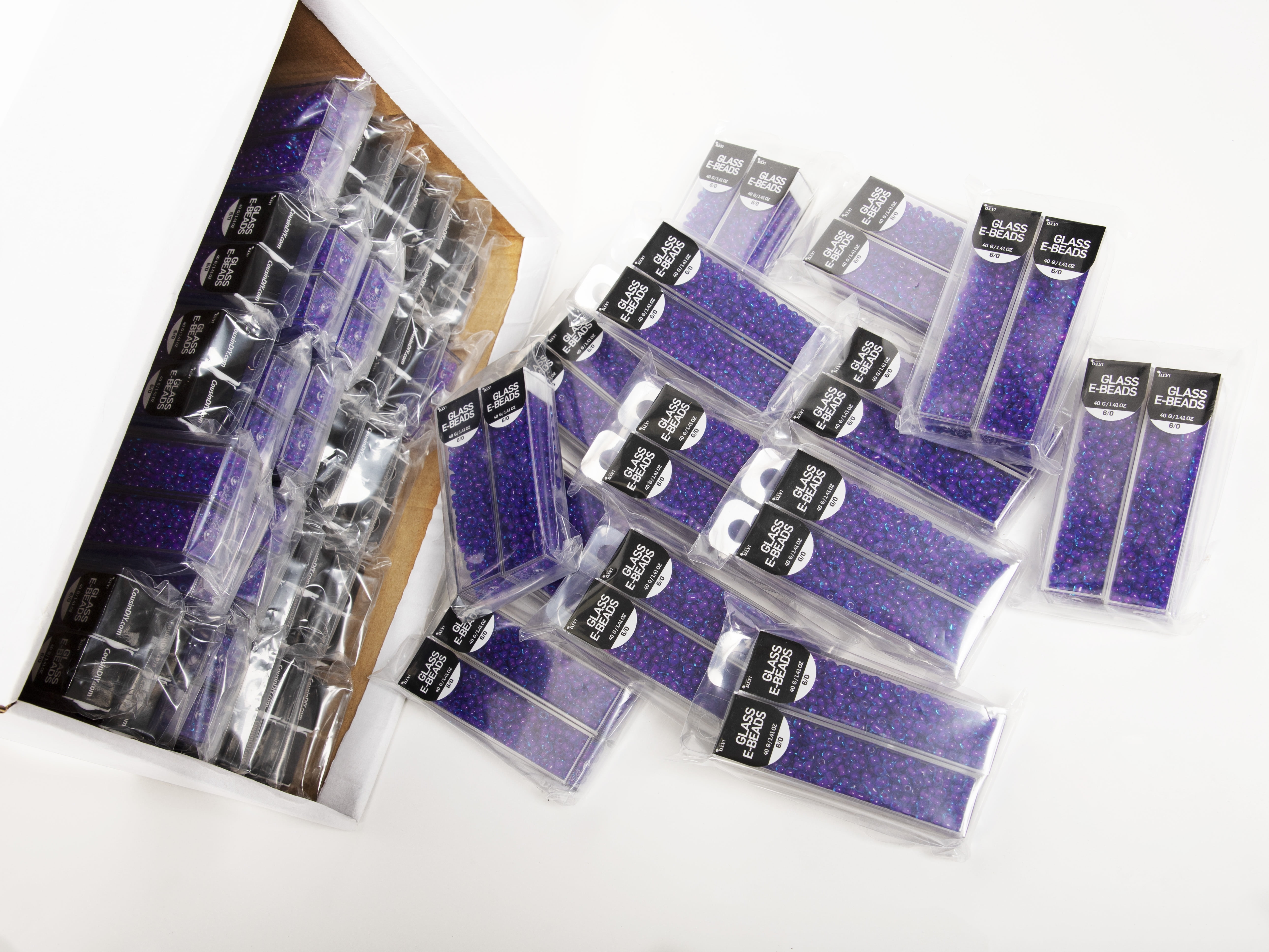 Cousin DIY 40g Glass E-beads-Blue Purple, Unisex, Model# 61215056, 400+  Pieces 