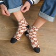 thumbnail image 3 of Rateoe Brown Palms Pattern Quarter Crew Socks,Toe Seamed Ankle Socks,Cotton Cushioned Breathable Athletic Crew Sports Socks, 3 of 7