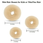Beaute Galleria 3 Pieces Mini Hair Donuts Hair Bun Maker, Ballet Bun Chignon Updo for Kids or Thin Fine Hair (Medium, Small, Mini)