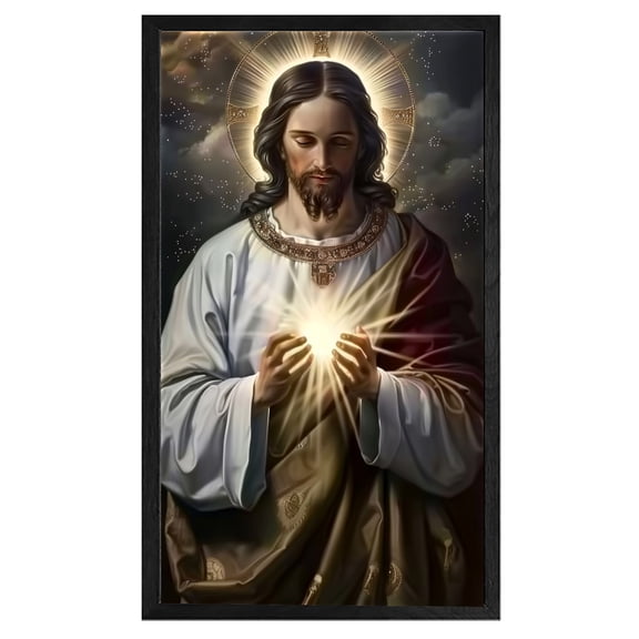 Christian Wall Art Jesus God Canvas Art Prayer To The Sacred Heart Of Jesus Painting For Livingroom Decor Office Bedroom Decoration