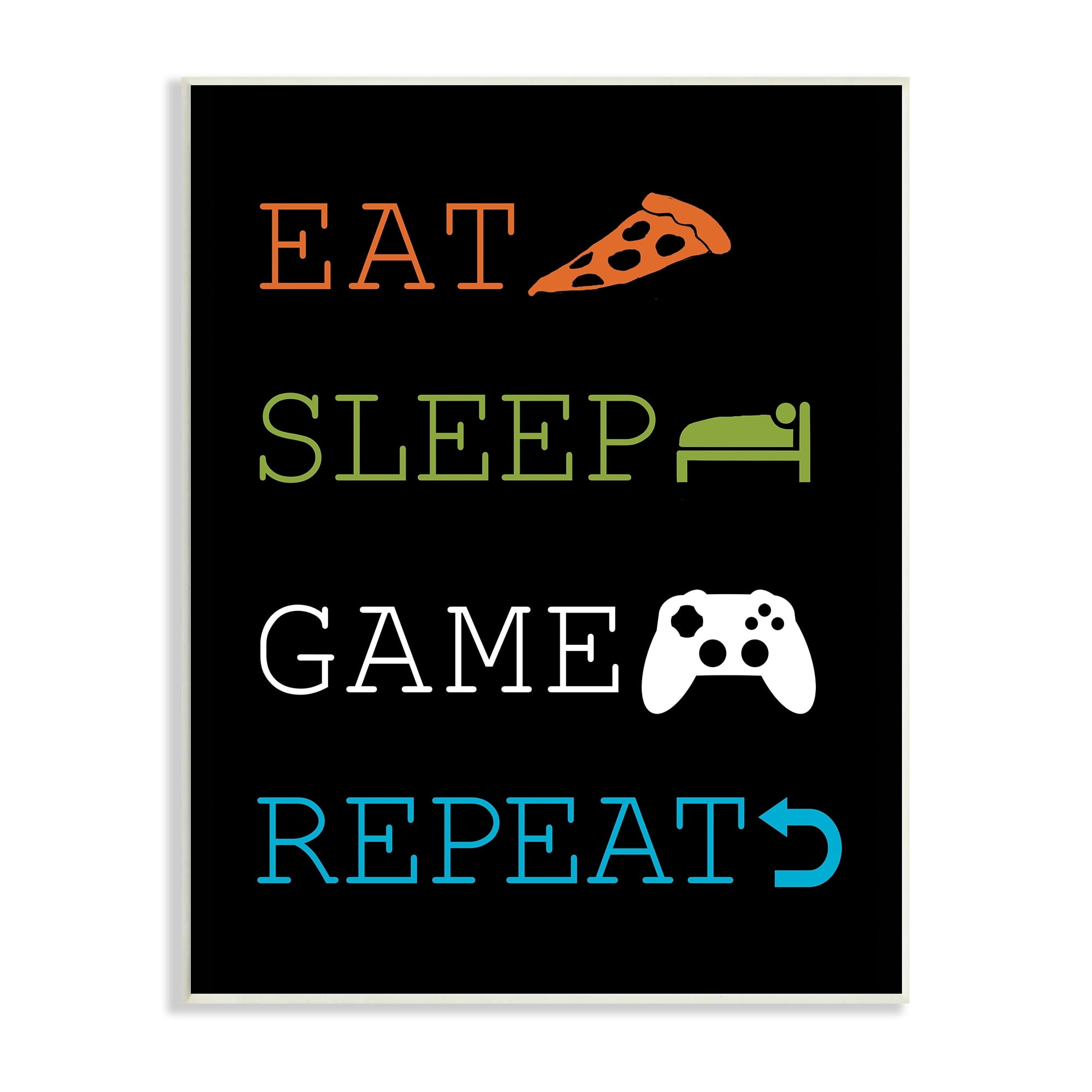 Stupell Industries Eat Sleep Repeat Video Game Iconography Rules,10 x 15, Design by Masey St. Studios