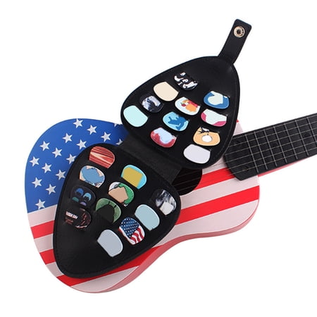 ELAYARD Black PU Guitar Pick Storage Pouch with Metal Button  Travel Case for Guitar Accessories