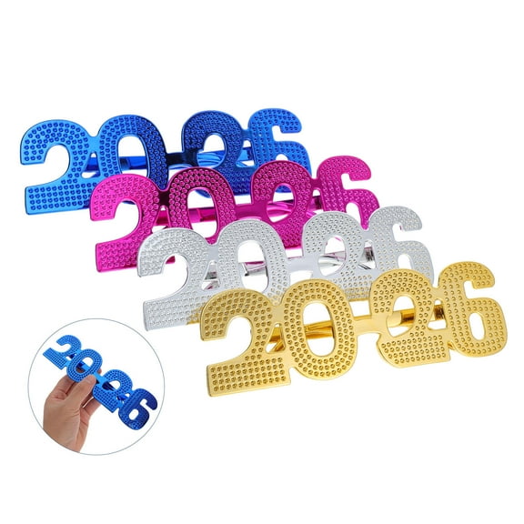 OUNONA 2026 New Year Eve Glasses Assorted Color for Decoration Festive Photo Props