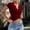 Red, variant on DuoJiaJ Womens Short Sleeve Top, V Neck Slim Fit Yoga Athletic Tee Black L