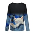 thumbnail image 5 of Blusa informal de manga larga con estampado de cuello redondo para mujer Fridja  hkj3305, 5 of 5