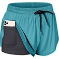 thumbnail image 1 of Pantalones cortos deportivos para correr con cordón en la cintura para mujer y bolsillo interior $ Pantalones cortos deportivos con cordón elástico de doble capa para mujer y bolsillos $ Pantalones, 1 of 6