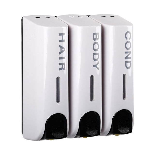 Dispensador de jabón Billuyoard Triple contenedor de líquido para champú montado en la pared Juegos de accesorios de baño Blanco