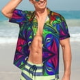 thumbnail image 5 of Lsque Pride Rainbow pattern Hawaiian Shirt for Men, Unisex Summer Beach Casual Short Sleeve Button Down Shirts-Small, 5 of 9