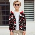 thumbnail image 4 of Psesaysky Boys Zip Up Hoodies for Kids Funny Santa Graphic Red Hooded Sweatshirt Warm Long Sleeve Winter Jacket with Pockets 6-7 Years, 4 of 7