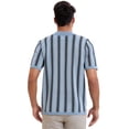 thumbnail image 3 of DARING DIVA Men's Striped Short Sleeves Button Down Jacquard Polo Shirts M Light Blue, 3 of 6