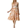 thumbnail image 2 of Juniors Summer Boho V Neck Lace Insert Waist Midi Floral Sundress, 2 of 5