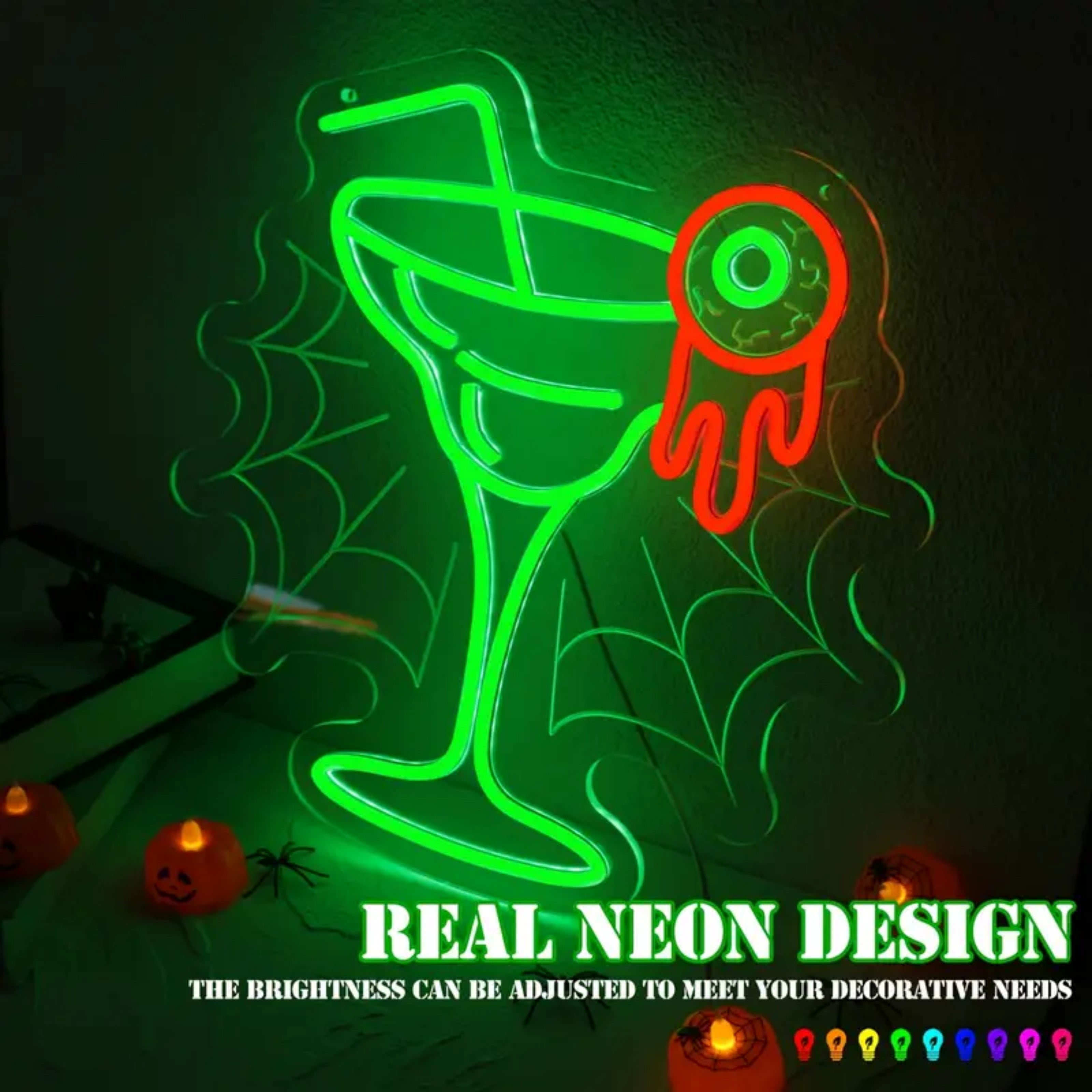 UPONRAY Spider Web Neon Signs, 14.2"*14.6" Dimmable & USB-Powered LED Neon Light, Stylish Wall Decor for Halloween Party, Home, Bar, Shop, Haunted House