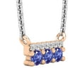 thumbnail image 2 of Dazzlingrock Collection Round White Diamond & Tanzanite Horizontal Bar Pendant for Women with 18 Inch Silver Chain (0.05 ctw, Color I-J, Clarity I1-I2) in 18K Rose Gold, 2 of 4