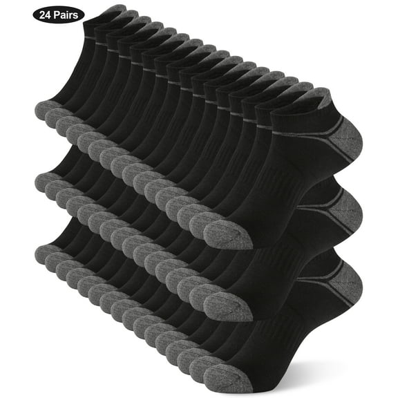 KOITHOT 24 Pairs Men Ankle Socks, Low Cut Comfortable Lightweight Running Socks for Men Size 10-13