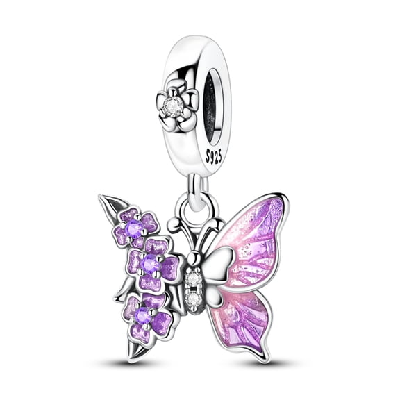 Butterfly Flower Charm, Compatible with Most Bracelet, Charm for Bracelet