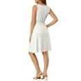 thumbnail image 4 of Allegra K Women's Midi Polka Dots V-Neck Tie Drawstring Waist Sleeveless Dress, 4 of 7