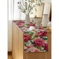 thumbnail image 5 of Table Runner 120 Inches Long for Kitchen Dining, Pink Flowers Dresser Scarf Farmhouse, Dining Table Decorations for Wedding/Parties, Spring Watercolor Floral Leaves Plants Beige 13 x 120 In, 5 of 8