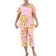 thumbnail image 1 of Juegos de Dos Piezas para las Mujeres de Verano Casual Manga Corta Cuello Redondo Pijamas Y Pantalones Cortos, Pijamas de Verano para las Mujeres, 1 of 4