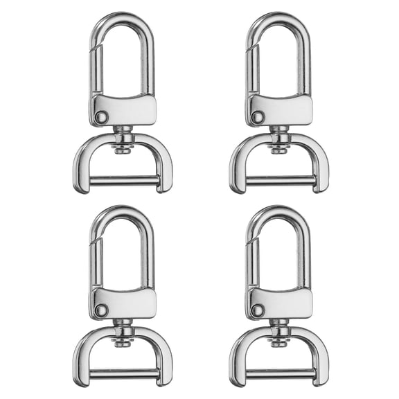 Uxcell 4pcs Detachable Snap Hook Swivel Clasp 3/4" Metal D-Rings Clasp, Silver-White